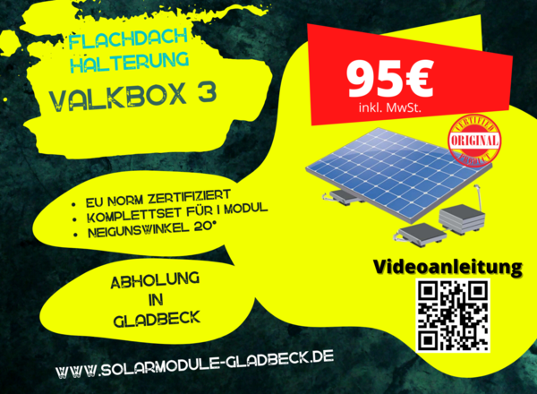 Valkbox3 Solar Flachdachhalterung ohne Bohren EU-zertifiziert